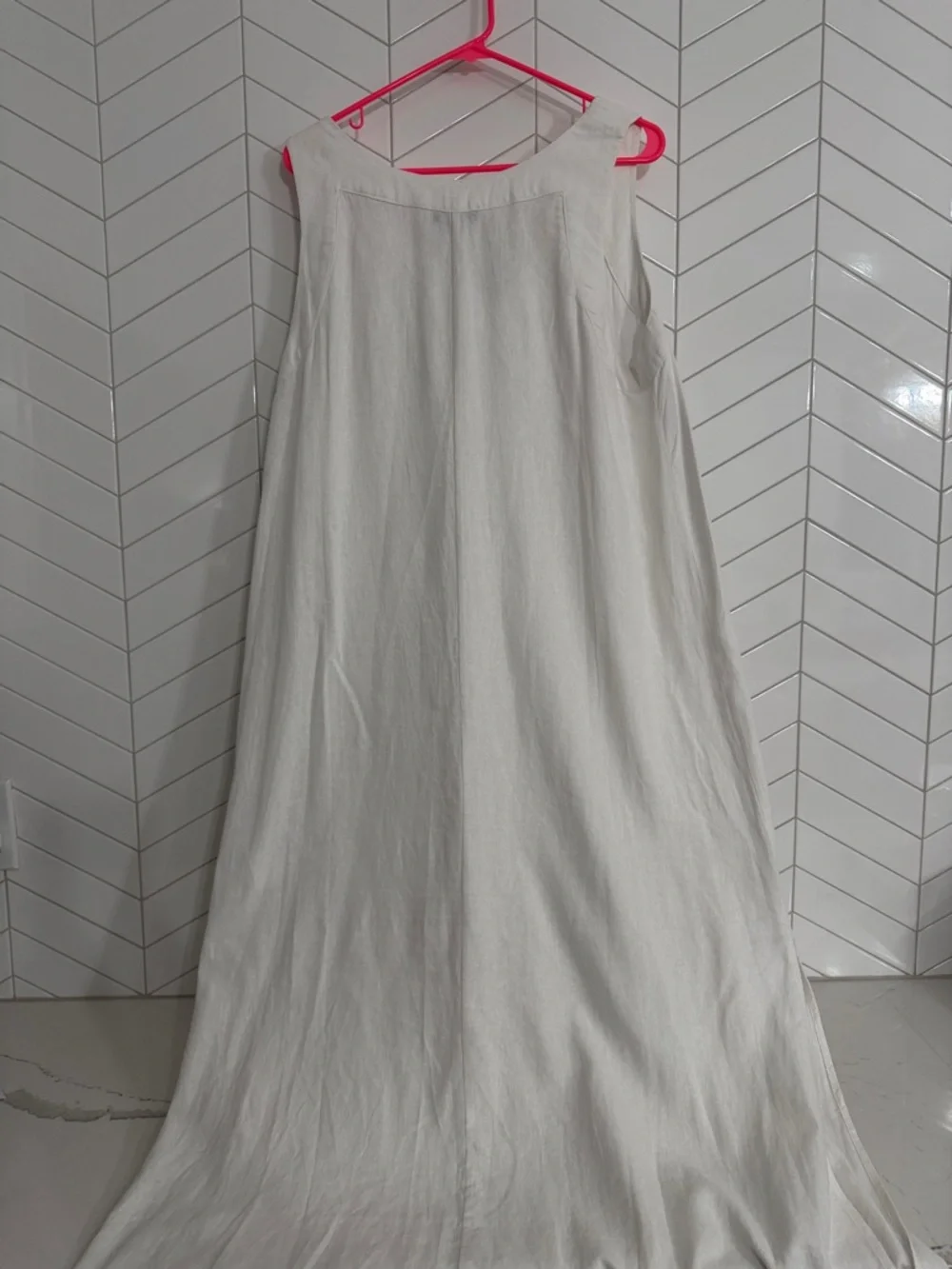 DKNY White Linen Sleeveless Midi Dress Large - Picture 5 of 5